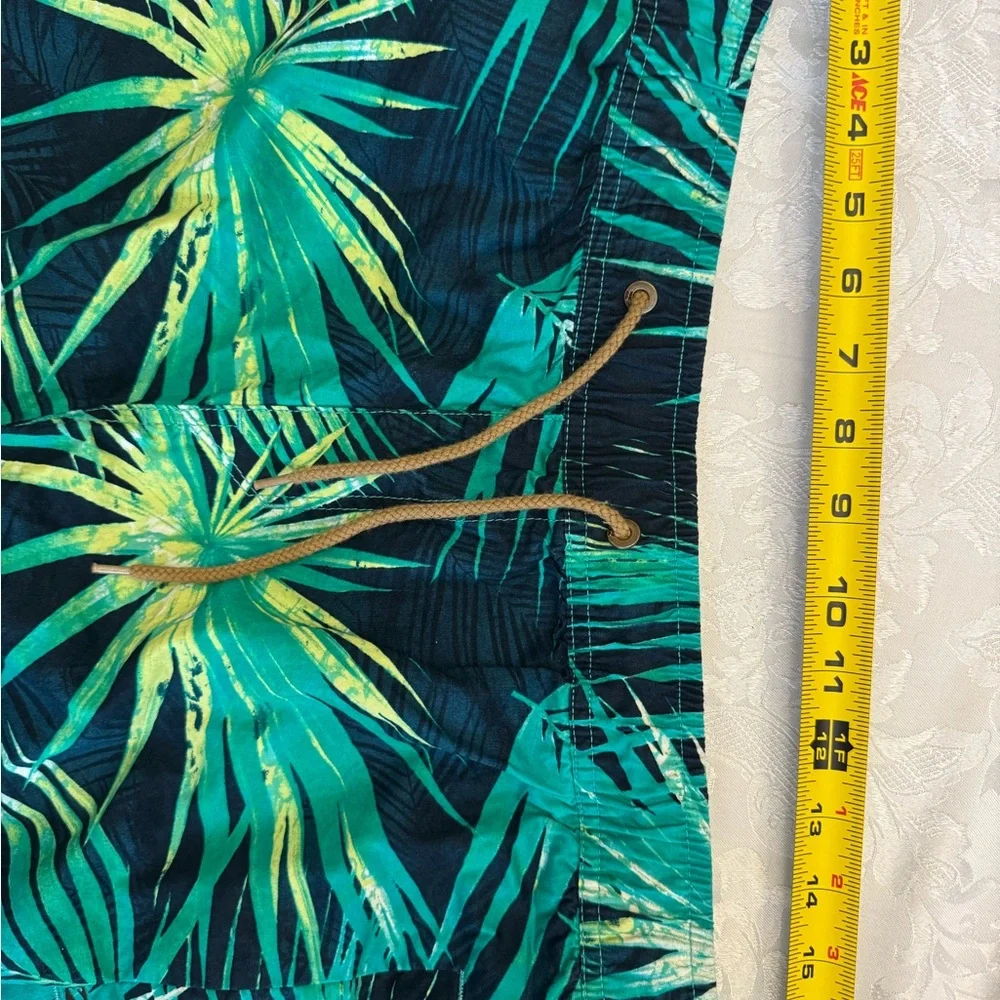 Billabong Size Large Green Blue Palm Leaves Trunks‎ Swimsuit Tropical